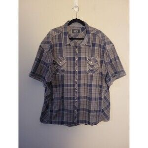 Buckle Grey Plaid Snap Button SS Shirt Sz 4XL Western Cowboy Rodeo